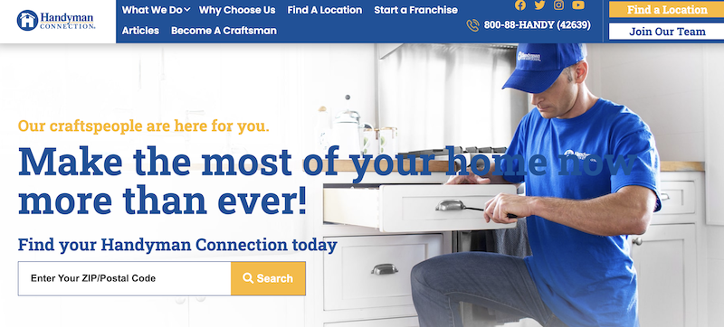 Captura de Imagen del Sitio Web de Servicios de Mantenimiento de Handyman Connection.